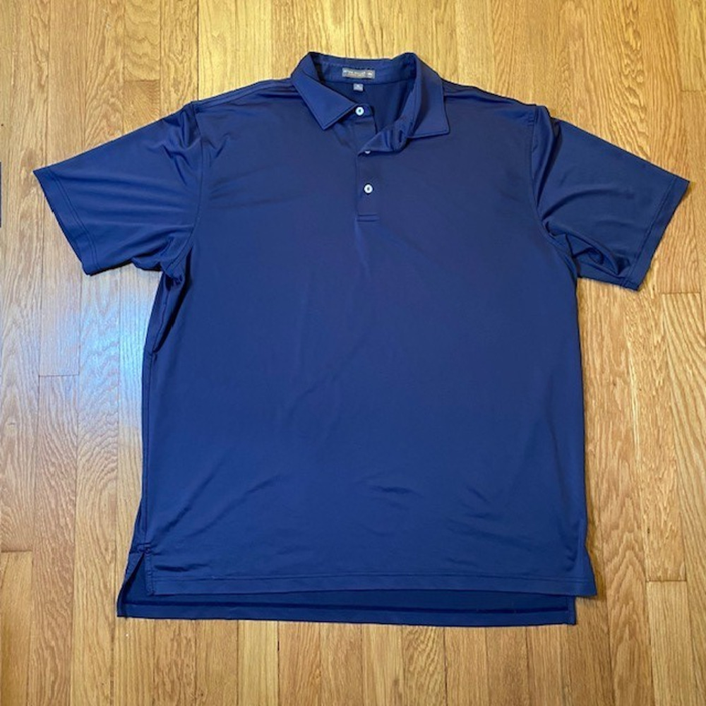 Peter Millar Navy Blue Golf Polo Shirt Men XL Sun Protection Moisture Wicking
